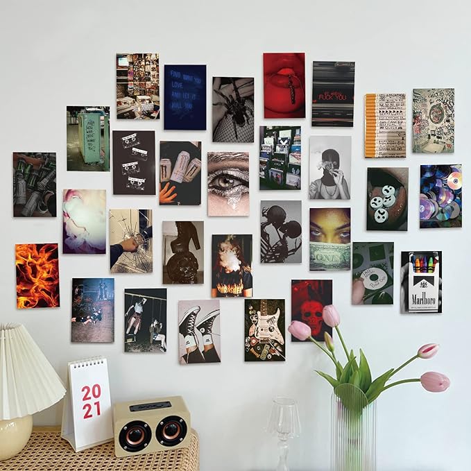 LA MAISON COZY 50PCS Boho Wall Collage Kit, Boho Room Posters Art Print, 4x6'' Vintage Wall Decor Gift for Teen Girls' Dorm Room