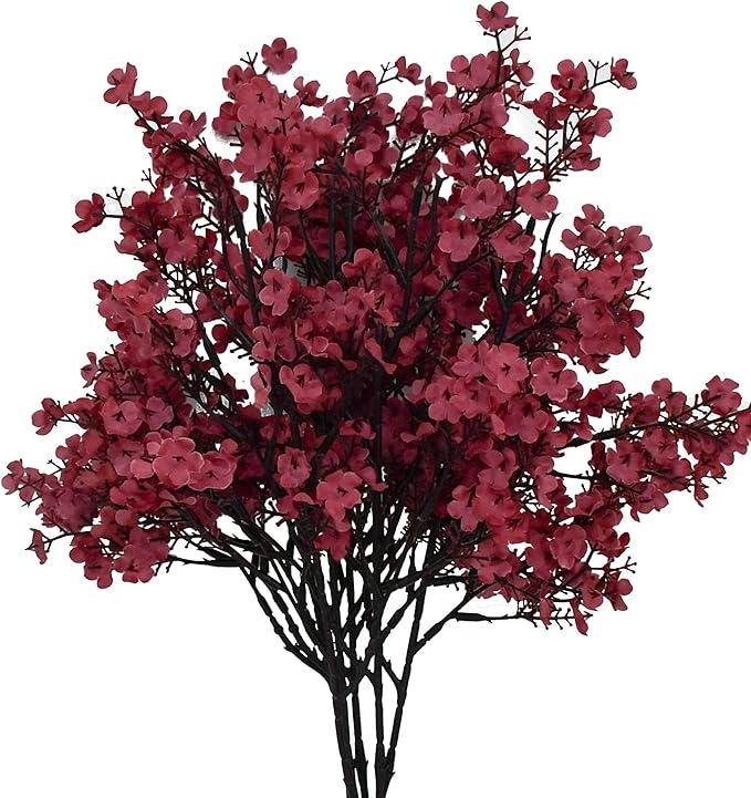 Mandy's Mauve Artificial Baby’s Breath Flowers 6 Bundles Silk Gypsophila with Bendable Stems for Fall Centerpiece Wedding Decor and Table Arrangements