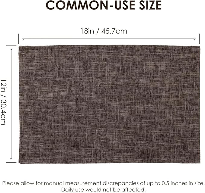 Placemats Set of 8, Bilayer Thickened Linen Place Mats Heat Resistant Machine Washable Wrinkle Free Carefully Selected Polyester Mats for Kitchen/Dining/Coffee Table (Burlap)