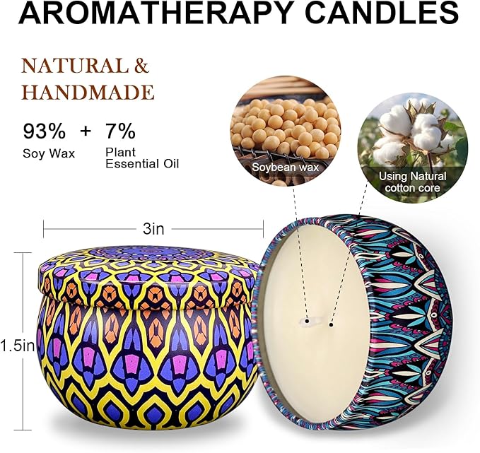 Scented Candle Set, 24 Pack Home Candles, 600 Hour Long Lasting Soy Wax Candle Set, Birthday Gift for Women with Gift Box.