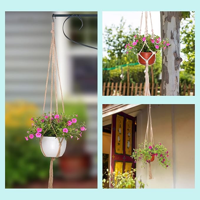 EBOOT 2 Pack 48 Inches Large Macrame Plant Hanger Rope to Hang Flower Pot Plant Holder for Indoor Outdoor Decorations, 4 Legs