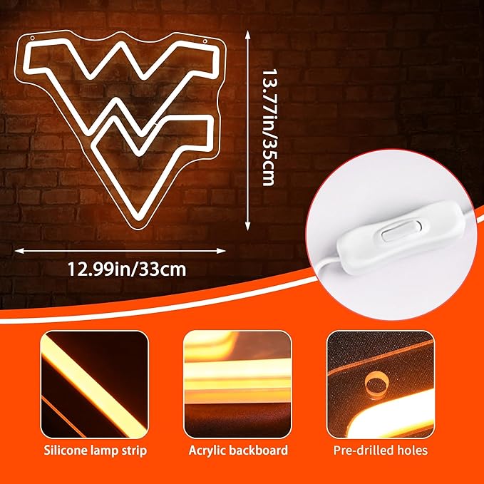 University Neon Signs,College Neon LED Sign,University Basketball Team Logo Light Sign,City Name Decor for Man Cave,Dorm Decor for College Students,Sport Fans,Size 13.4 * 13 in(XD118)