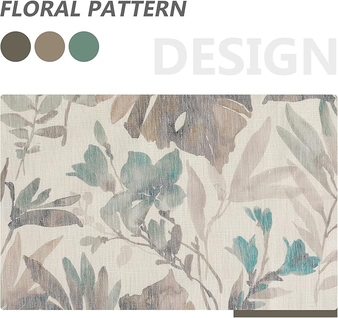 MYSKY HOME Floral Curtains Linen Style Curtains 63 Inch Length Semi Sheer Curtains Light Filtering Curtains for Living Room Bedroom Floral Printing Window Treatment Grommet 2 Panels,Brown and Natural