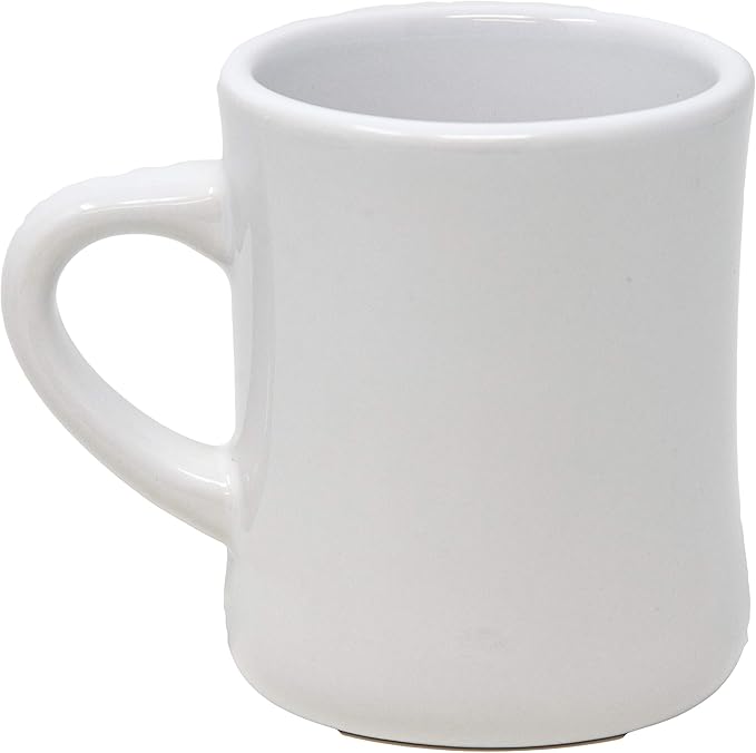 Funny Guy Mugs Classic Retro Diner Coffee Mug - Heavy Duty 10 Oz Stoneware Cup with Easy Grip Handle - Ideal for Hot and Cold Beverages (White, 10 Ounce)