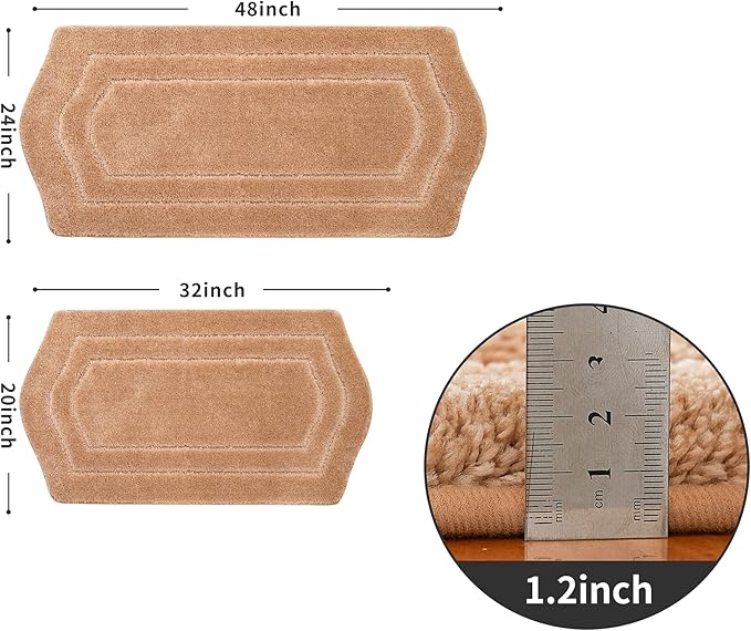 COSY HOMEER Extra Thick Bath Linen Sets Rugs for Bathroom - Anti-Slip Bath Mats Soft Plush 100% Strong Polyester Living Room Bedroom Water Absorbent(Beige,20x32+24x48 -Inches)