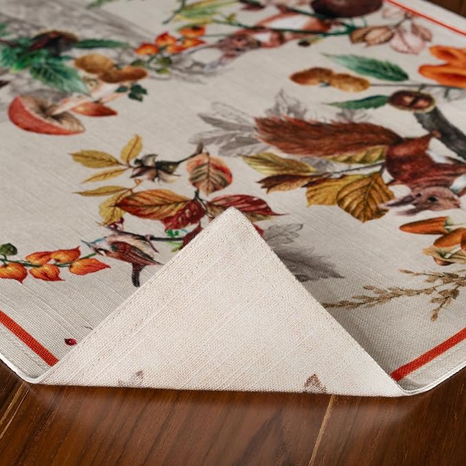 Maison d' Hermine Placemats Set of 4 100% Cotton Washable Cloth Place Mats, Reusable Table Mats for Kitchen Dining Decoration, Party, Wedding, Restaurant (Recolte, 13" x 19")