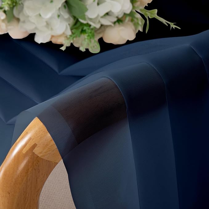 Aiyufeng Navy Blue Sheer Window Curtain Panels 54 Inch, Set of 2, Light Filtering Solid Voile Kitchen Curtains Drapes for Small Window/Kid's Room/Bathroom/Living Room/Bedroom, Rod Pocket, 40W x 54L