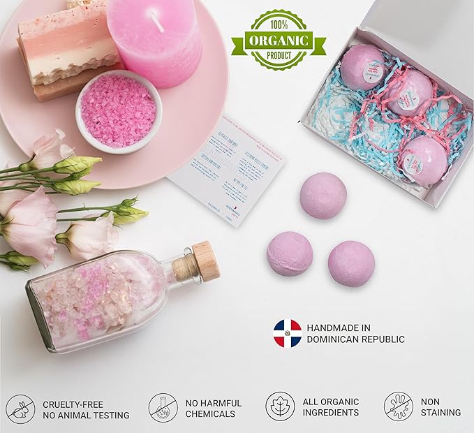 Organic Bath Bombs - Relaxing - Aromatherapy Bombs Made with Real Epsom Salt and Essential Oils for Muscle Relief and Moisture. Safe Bath Bombs for Kids and Adults. (6 Count (Pack of 1))