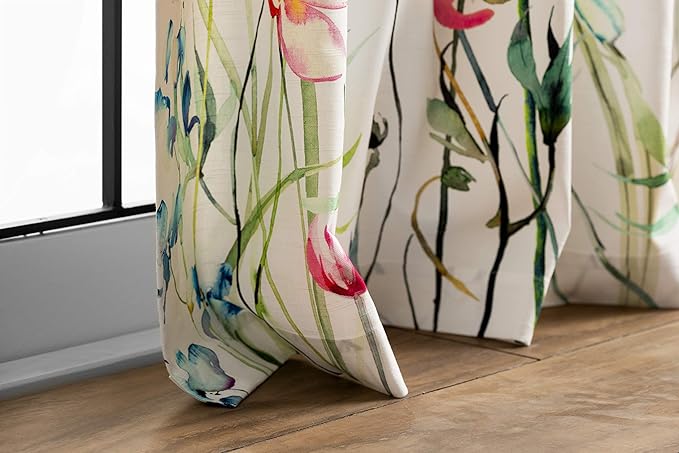Maison d' Hermine Curtains for Living Room 100% Cotton 96 inch Length One Panel Light Filtering Curtains for Bedroom Windows with Rod and Loop Pockets Drapes (Delphinium White, 50" W x 96" L)