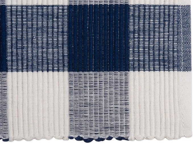 DII Buffalo Check Collection, Classic Farmhouse Placemat Set, 13x19, Navy & Cream, 6 Piece
