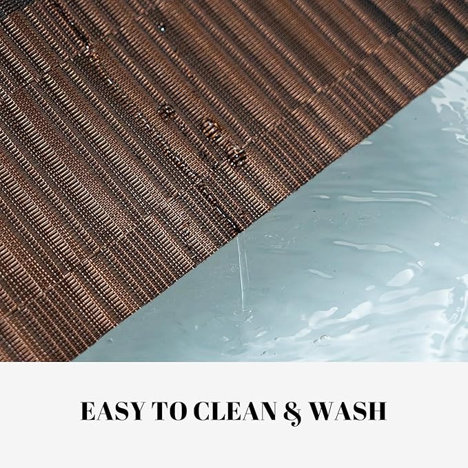 Placemats Set of 12 Vinyl/Plastic Woven Place Mats for Kitchen Table Indoor/Outdoor Washable Placemat Wipeable Dining Table Mats (Ombre Brown Black,12)