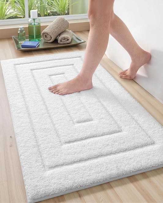 Color&Geometry Large Bath Mats for Bathroom Non Slip, 24"x36" White Bathroom Rugs Absorbent, Washable Bath Rugs Shower Mat Outside Shower