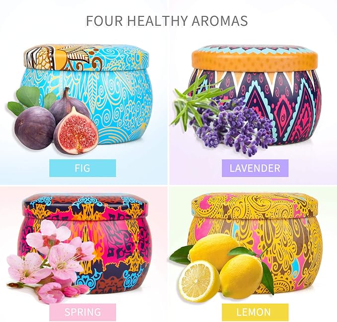 Scented Candles Gifts Set for Women, Aromatherapy Candles for Home Scented, Upgraded Large Tin of Soy Candle Lavender Candle Birthday Gifts for Women Mom Bath Spa Meditation Valentine Gifts Candles