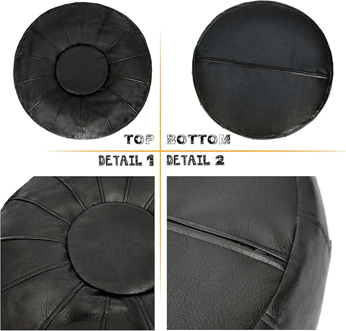 Thgonwid Unstuffed Moroccan Ottoman Pouf Cover, Ottoman Footstool Storage Solution, Bean Bag Chair, Foot Rest, Black