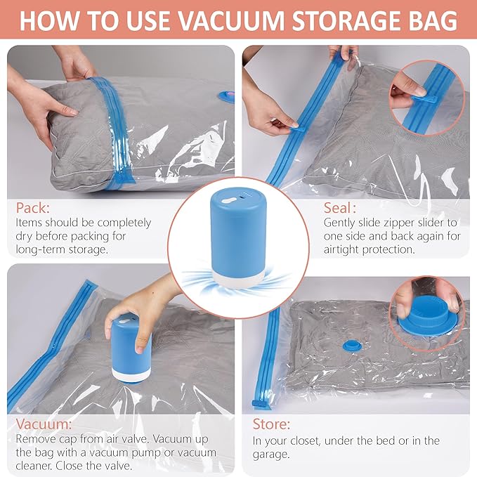 16 Pack Space Saver Storage Bags with Electric Air Pump