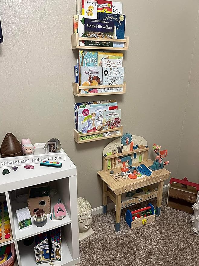 Gneric Floating Shelves for Wall, Burlywood Nursery Book Shelves, 15.7 inch Kids Bookshelf, Wall Shelves for Living Room Bedroom Decor,Kitchen Spice Rack,Bathroom Storage Rack(6 Pack)