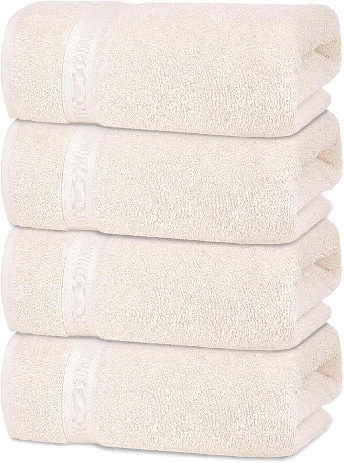 Quick-Dry, Soft & High Absorbent Hand Towels 16"x29" Cotton Turkish Hand Towel Set of 4 | Daily Use 100% Cotton Towels for Bathroom Gym & More | Bathroom Hand Towels (4 Pcs, Ivory Lace)