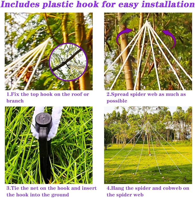 Halloween Decoration Spider Web with 350 LEDs, Adjust Brightness, 8 Light Modes, Giant Light Up Spiderweb 22.96FT(Orange+Purple), Halloween Outdoor Yard Lawn Scary Decor