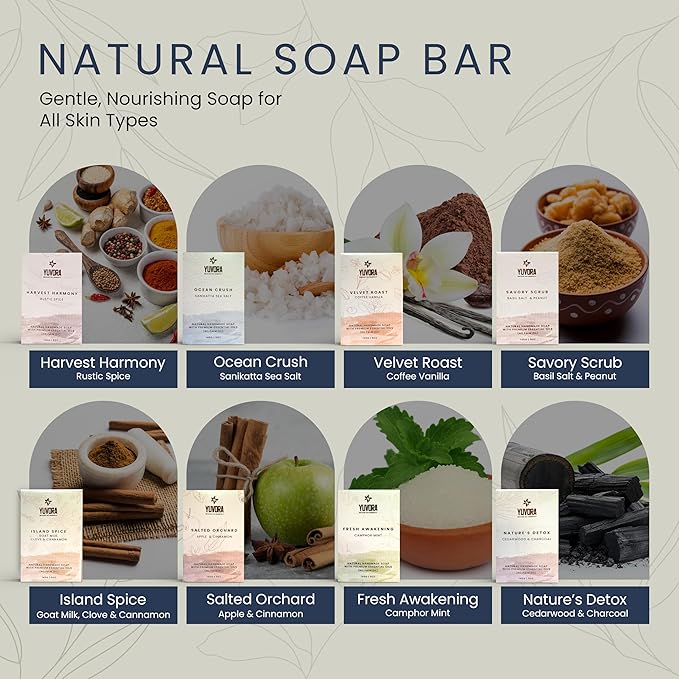 5 OZ Pack of 8 Pcs Men Natural Handmade Body Soaps Rugged Essence Long lasting Luxurious Scents with Natural Ingredients – Sulfate & Paraben Free, Vegan Multi Fragrance With Wooden Soap Dish