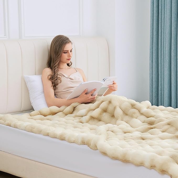 Tie-dye Camel Fuzzy Ultra Soft Bed Comfy Blanket 60x80 Cozy Faux Fur Throw Blanket for Living Room Thick Fluffy Furry Blanket Home Gifts 860 GSM