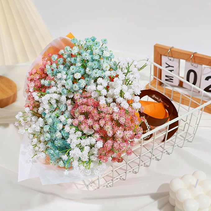 DEEMEI Babys Breath Artificial Flowers 10Pcs 30 Branches Fake Babys Breath Flowers Artificial Bulk Pink Gypsophila Bouquets Real Touch Faux Flowers for Wedding Floral Arrangement Party Home Decor