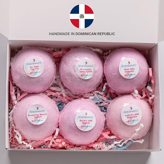 Organic Bath Bombs - Relaxing - Aromatherapy Bombs Made with Real Epsom Salt and Essential Oils for Muscle Relief and Moisture. Safe Bath Bombs for Kids and Adults. (6 Count (Pack of 1))