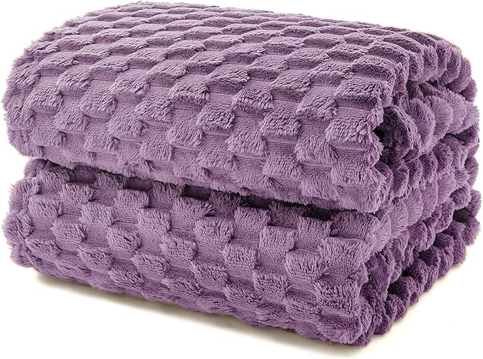 EXQ Home Fleece Throw Blanket for Couch or Bed - 3D Imitation Turtle Shell Jacquard Decorative Blankets - Cozy Soft Lightweight Fuzzy Flannel Blanket Suitable for All Seasons(50"×60",Light Purple)
