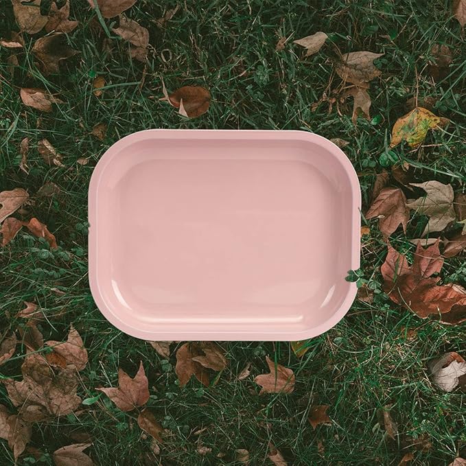 HOKirin Pink Small Metal Tray with Soft PVC Magnetic Lid,7"x5.5"x0.6"