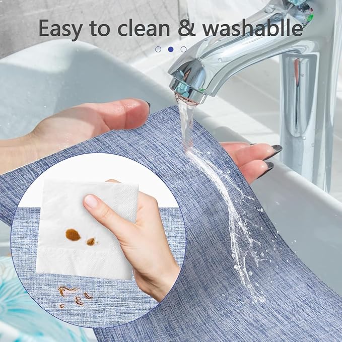 DACHUI Placemats Set of 6, Linen Look Woven Place Mats, Water Resistant, Heat Resistant, Washable, Durable Table Mats (Blue)