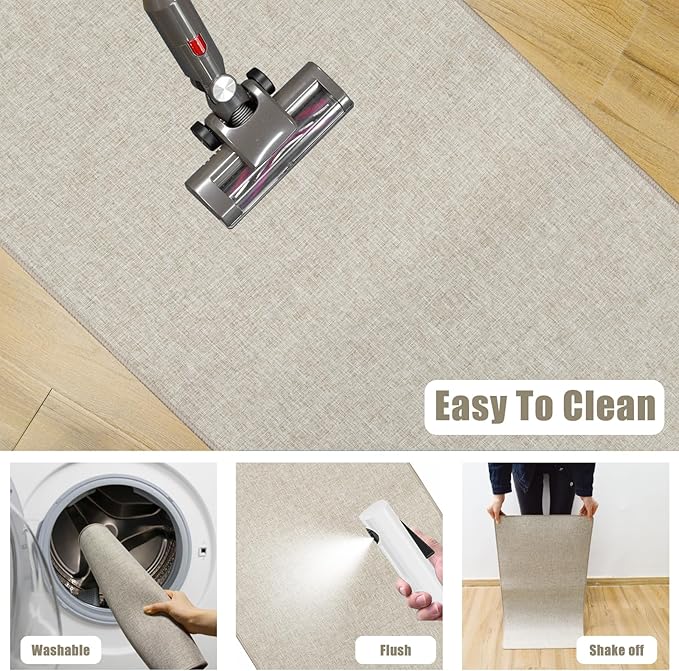 Yancorp 17"x48" Ultra Thin Long Bathroom Rugs,Low Profile Long Bath Mat Non Slip Fit Under Door Absorbent Washable Indoor Door Mat Shower Sink