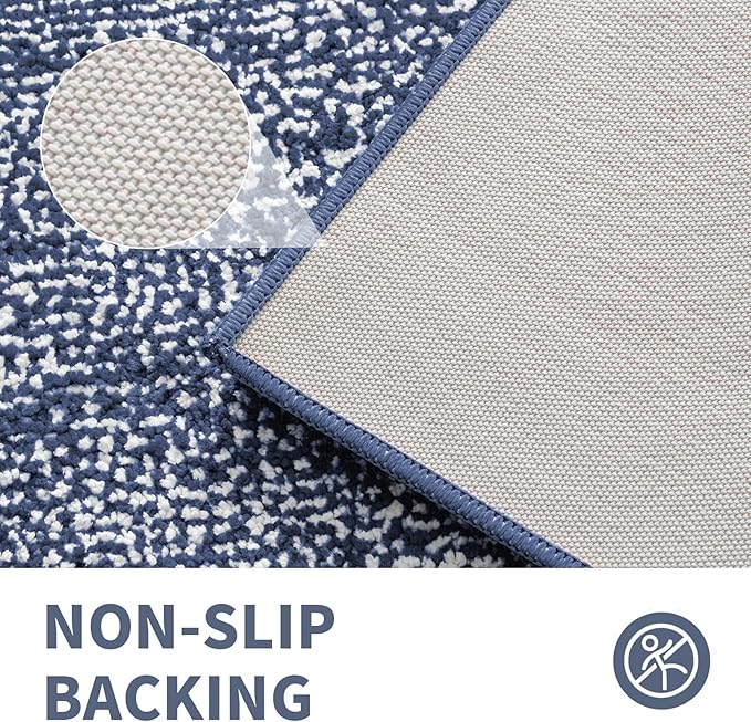 CozeCube Bath mats for Bathroom Non Slip, Fluffy Shaggy Bath Rugs for Bathroom Washable, Extra Soft and Absorbent Microfiber Bath Rugs for Shower Sink, Kitchen Sink, Navy Blue, 32" x 20"