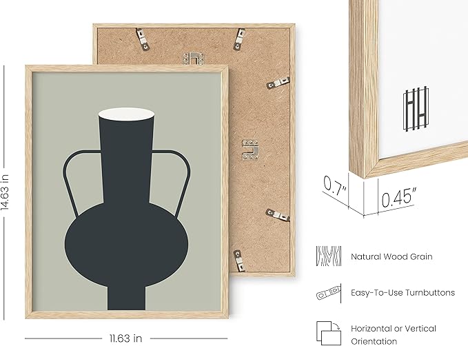 HAUS AND HUES Boho Pictures Wall Decor - Mid Century Modern Wall Art, Neutral Aesthetic, Botanical Wall Art Framed, Coral Artwork Wall Decor, Gallery Wall Frame Set (Framed Beige 11x14)