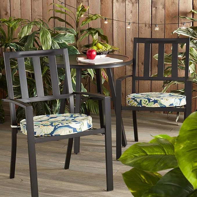 Greendale Home Fashions Outdoor 18-inch Round Reversible Seat Cushion, 2-Pack, Magnolia Floral 2 Count