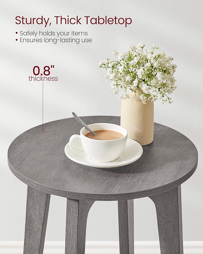 VASAGLE Side Table, Small Round End Table with Lower Shelf, Nightstand for Small Spaces, Living Room, Bedroom, Smoky Gray ULET283T68