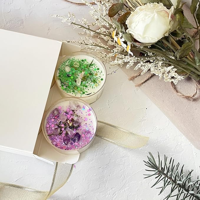 Tealight Soy Candles with Dried Flowers, Aromatherapy Candles for Decor Holidays, Room Ambiance, Aromatherapy Relaxing, Christmas Gift, Wedding Favors, Mother's Day (Dried Flower)