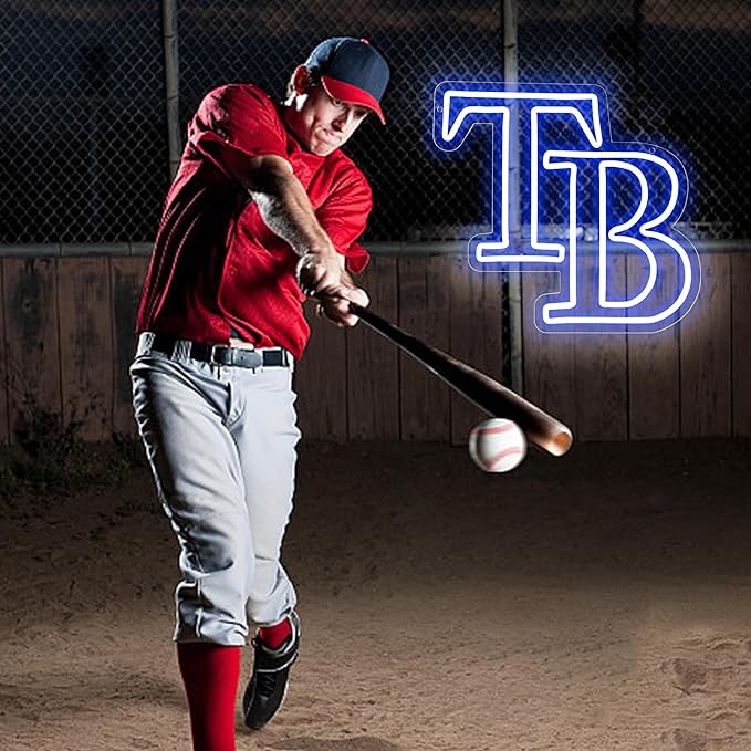 Neon Sign Baseball Team Logo Neon Light Up Sign for Wall Led Sign for Bedroom Gifts for Baseball Fans Neon Sign for Man Cave 5V USB Powered Size 13.3 * 12.6inch(ZYLD139)