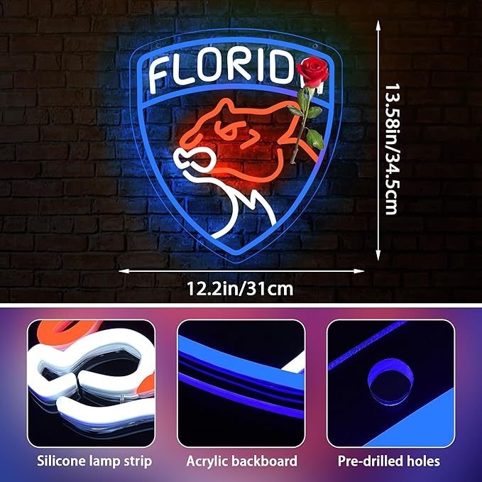 Ice Hockey Neon Sign Wall Decor Sports Neon Sign for Man Cave Hockey Player LED Light for Garage Decor Dormitory Bar Club Shop Wall Great Birthday Gift for Sports Fans(ZKXD320)