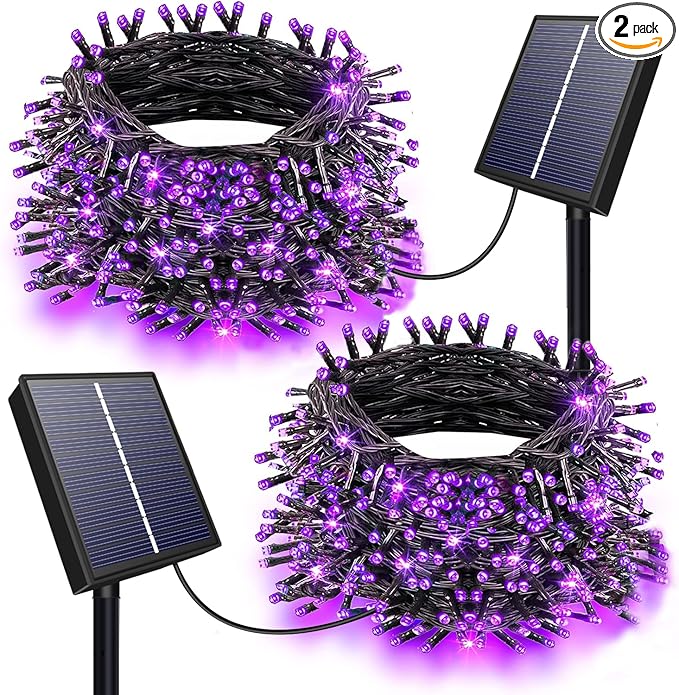 Solar Christmas Lights,Total 400LED 144FT 8ModesChristmas Lights Outdoor,Waterproof LED Solar for Christmas Decoration, Pack of 2