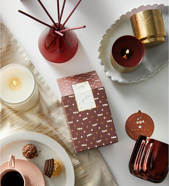 Illume FA La Lovely Bon Pressed Glass, 6.9 oz. Candle, 1 EA, Red