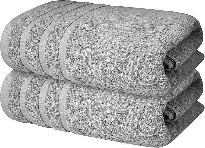 Infinitee Xclusives 100% Cotton Luxury Bath Towels Set of 2 (27x54 Inches), Soft, Absorbent, Quick Dry, Perfect Towels for Bathroom, Gym, Spa & Hotel |Charming Grey|
