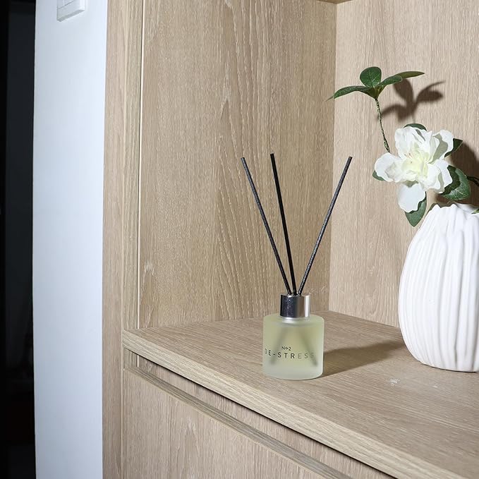 3 Pack Fragrance Reed Diffuser, 50ML Lavender Jasmine Freesia Aromatherapy Diffuser Set with 12 Black Fiber Sticks,Air Freshener for Bedroom Bathroom Office, 8.2X 6.6X 2.1 inch