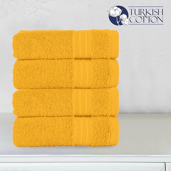Elegant Comfort Premium Turkish Cotton 4 Pack Hand Towel Set - 16 x 28 inch, Luxurious Hotel Spa Quality 100% Turkish Cotton 4PC Hand Towel Set - Highly Absorbent - Soft Bathroom Towels, Orange