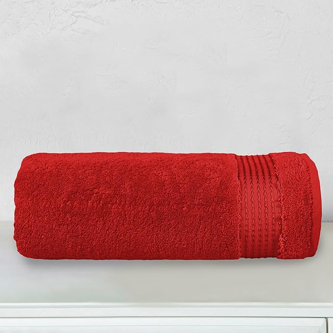 Elegant Comfort Premium Turkish Cotton 1 Piece Jumbo Bath Towel - 35 x 70 inch, Luxurious Hotel Spa Quality 100% Turkish Cotton Large Bath Towel - Highly Absorbent - Soft Bathroom Towel, Red