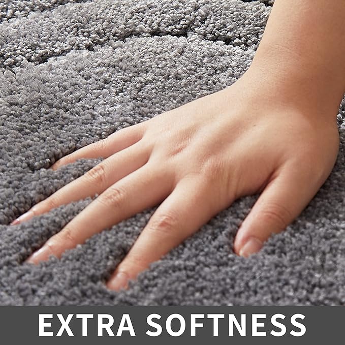 COSY HOMEER Extra Thick Bath Linen Sets Rugs for Bathroom - Anti-Slip Bath Mats Soft Plush100% Strong Polyester Living Room Bedroom Water Absorbent(Grey,20x32 - Inches)