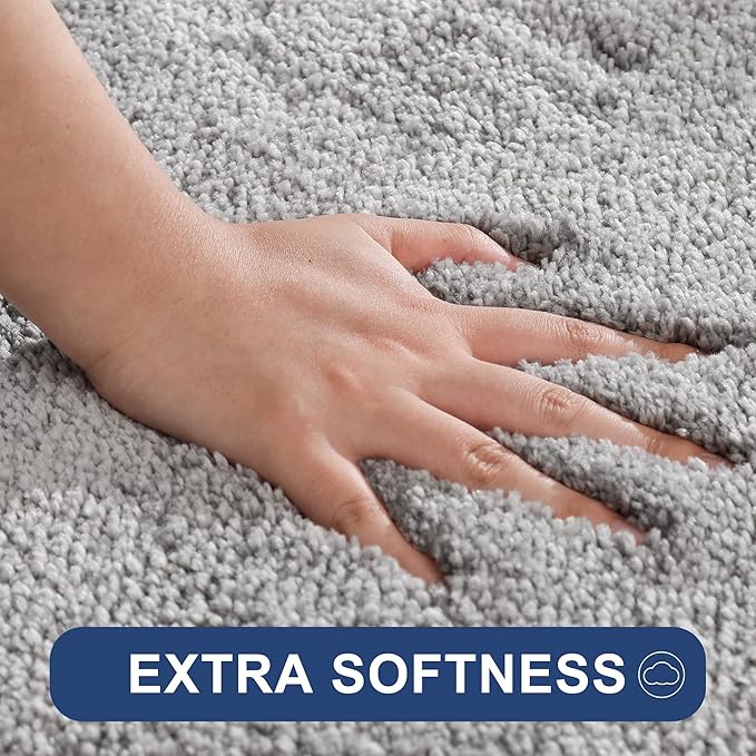 COSY HOMEER Extra Thick Bath Rugs for Bathroom - Anti-Slip Bath Mats Soft Plush Yarn Shaggy 100% Strong Mirco Polyeste Mat Living Room Bedroom Mat Floor Water Absorbent(Grey,16x24 - Inches)