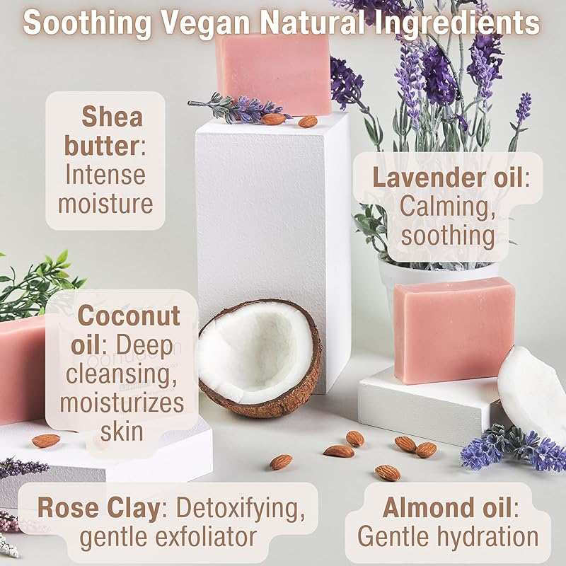 All Natural Soap For Women & Men | Lavender Soap | Handmade Soap | Natural Body Soap | Vegan Soap | Coconut Soap Bar | Chemical Free Natural Soap | Essential Oil Soap |Artisan Soap |Lavender Hand Soap