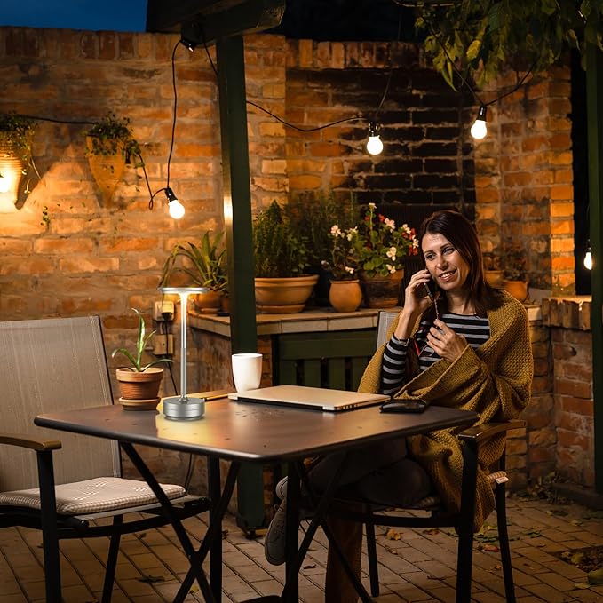 Cordless Table Lamp, Portable Rechargeable LED Battery Powered Touch Metal Table Light, 3 Color Stepless Dimming Modern Table Lamp, for Bedroom/Home/Restaurant/Outdoor.(Silver)