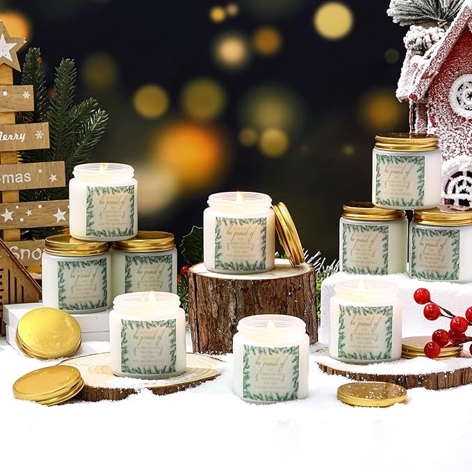 Coume 10 Set Christmas Employee Appreciation Gifts Candles 3.5 oz Christmas Scented Candles Bulk Thank You Gifts Soy Wax Jar Candle for Coworkers Teacher Volunteers(May You Be Proud)