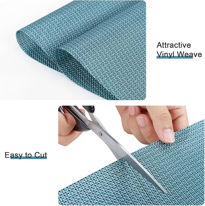 SHACOS Round Table Placemats Set of 4 Small Wedge Placemat Wipe Clean Heat Resistant Woven Vinyl Round Table Mats (4, Gray Blue)