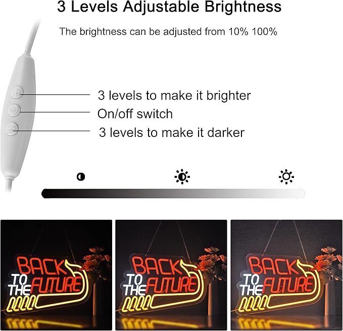Back To The Future Neon Sign for Wall Decor Neon Signs with Dimmable Switch LED Neon Signs Bedroom Beer Bar Neon Light Sign Hotel Party Club Office Art Lights(17X12inch)